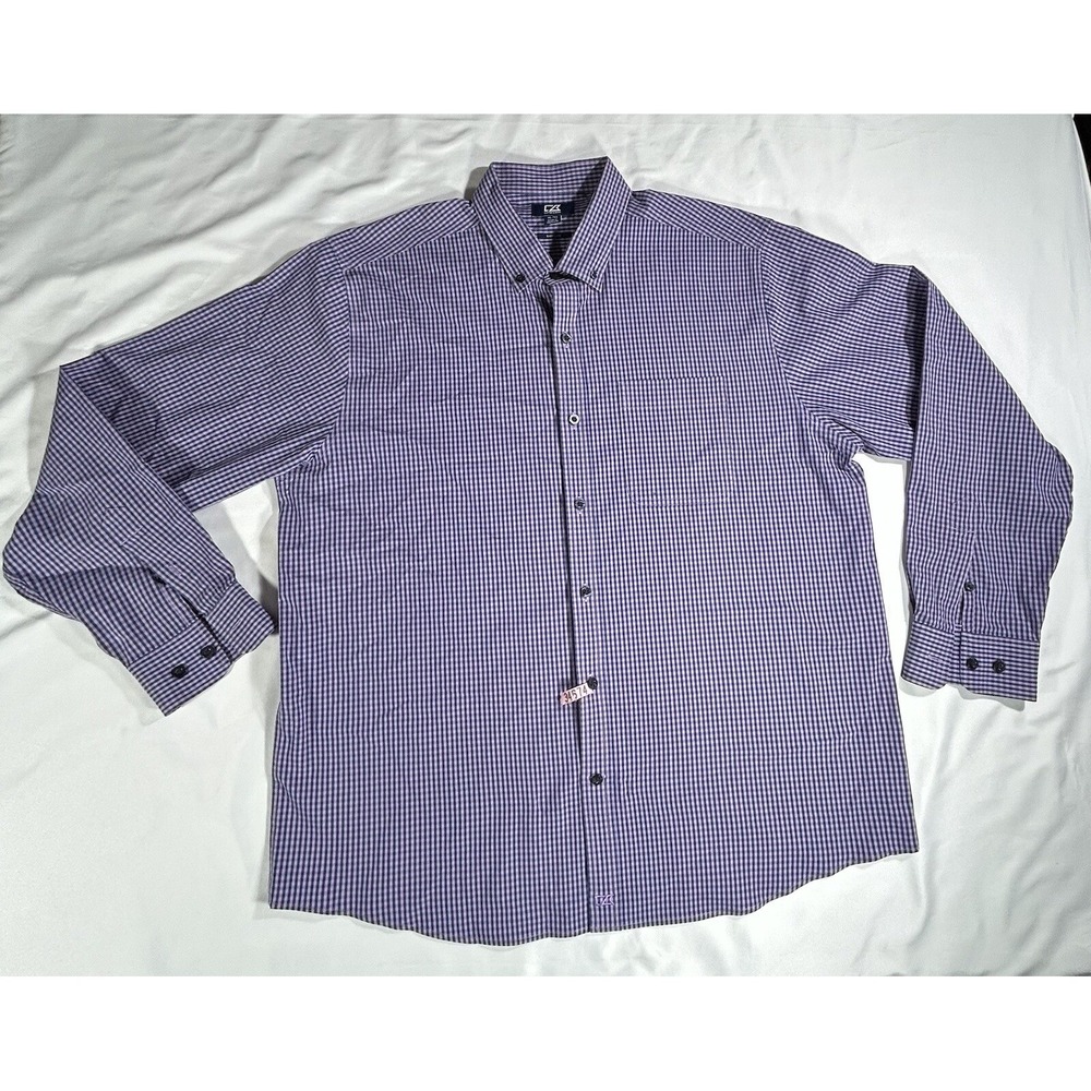 Cutter & Buck button down long sleeve purple and navy shirt mens XL casual‎